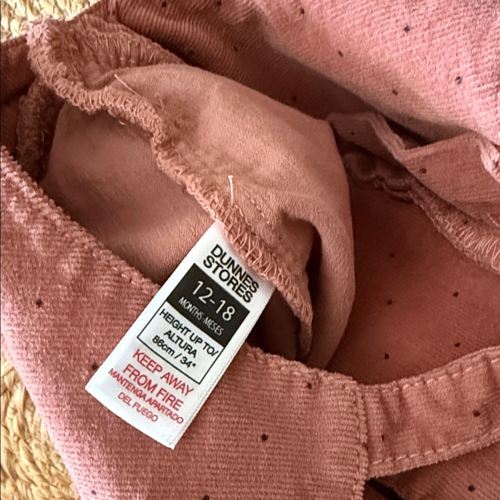 DUNNES Stores 12-18 Mo Polka Dot Blush Pink Overall romper. - Picture 4 of 6